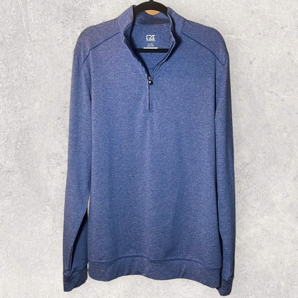 Cutter & Buck Men's Big and Tall Heathered Quarter Zip Pullover Jacket - LT